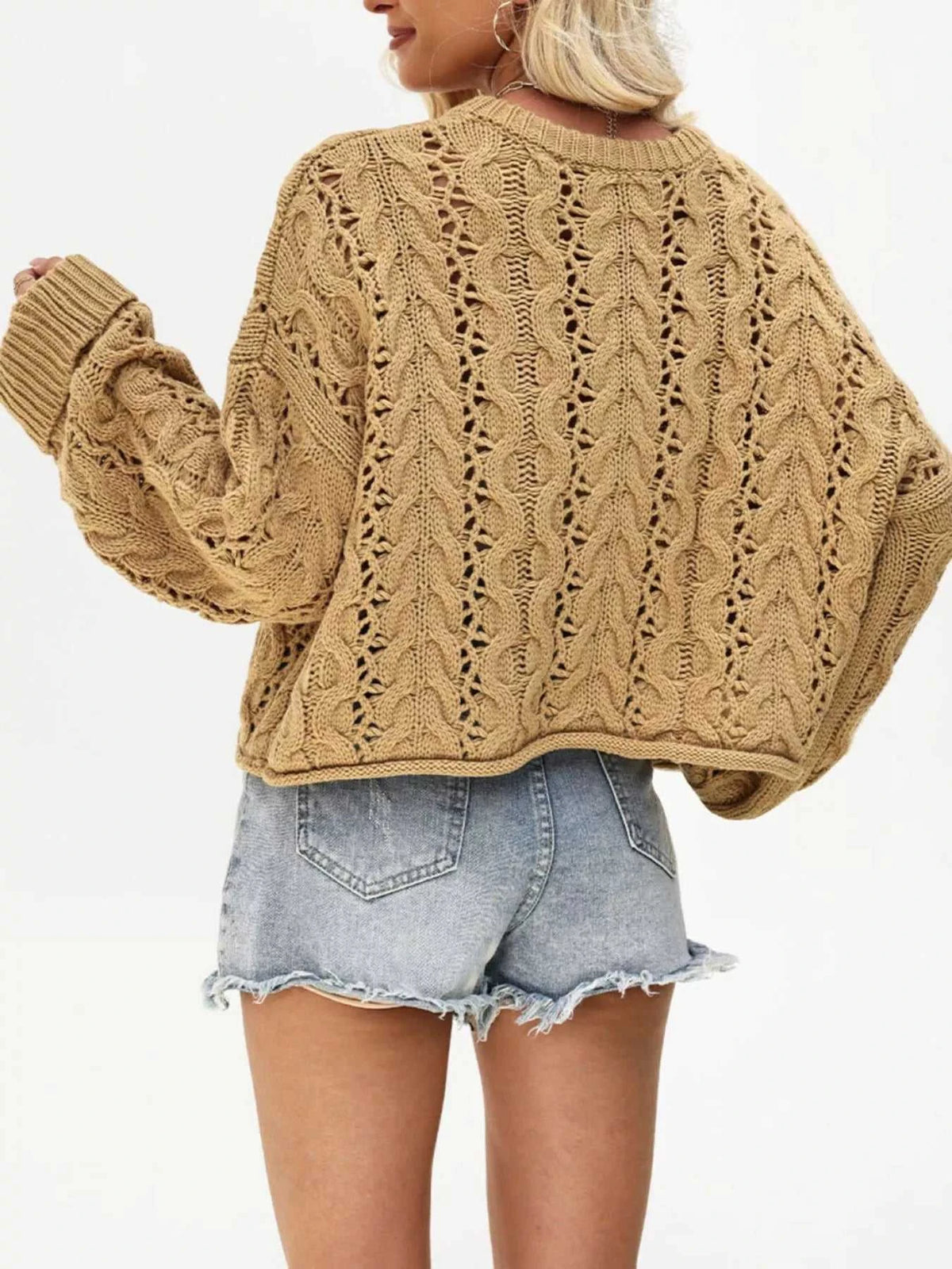 Chic Cable Knit Half-Button Openwork Sweater 100100449594474 54 Affordable Fashion Under $100 Jerry's Apparel 