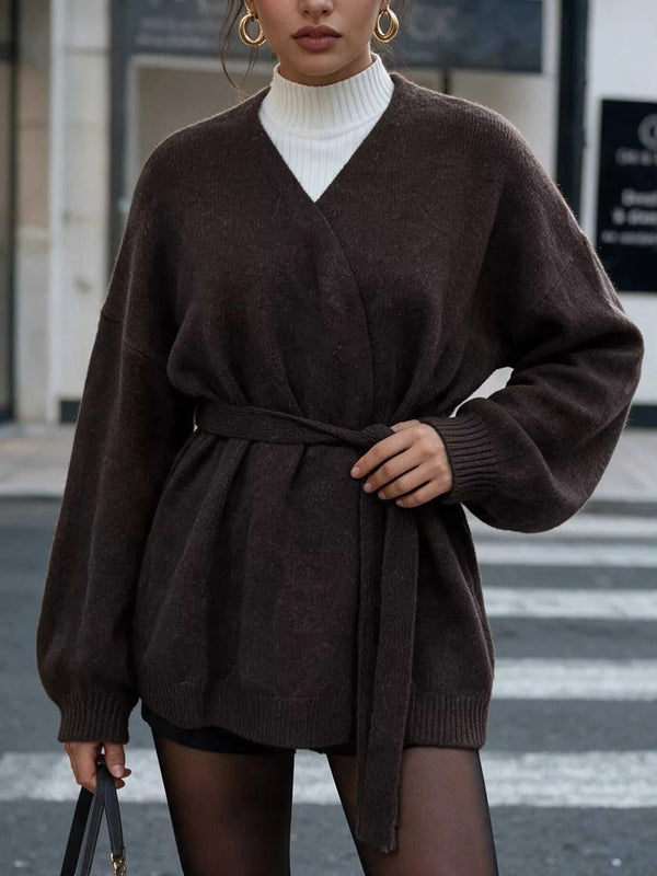 Tie Waist Dropped Shoulder Wrap Cardigan 101002907971024 56 Affordable Fashion Under $100 Jerry's Apparel 