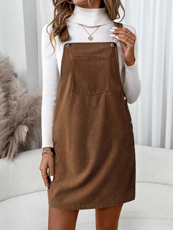 Corduroy Overall Mini Dress with Adjustable Straps 100100699171576 52 Affordable Fashion Under $100 Jerry's Apparel 