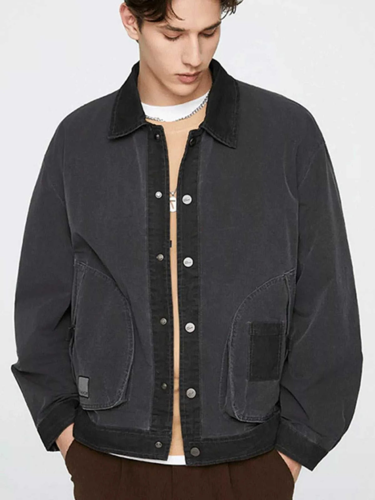 Men's Plus Size Snap Down Long Sleeve Jacket 100400486449495 140 Fashion Forward Plus Size Clothing Jerry's Apparel 