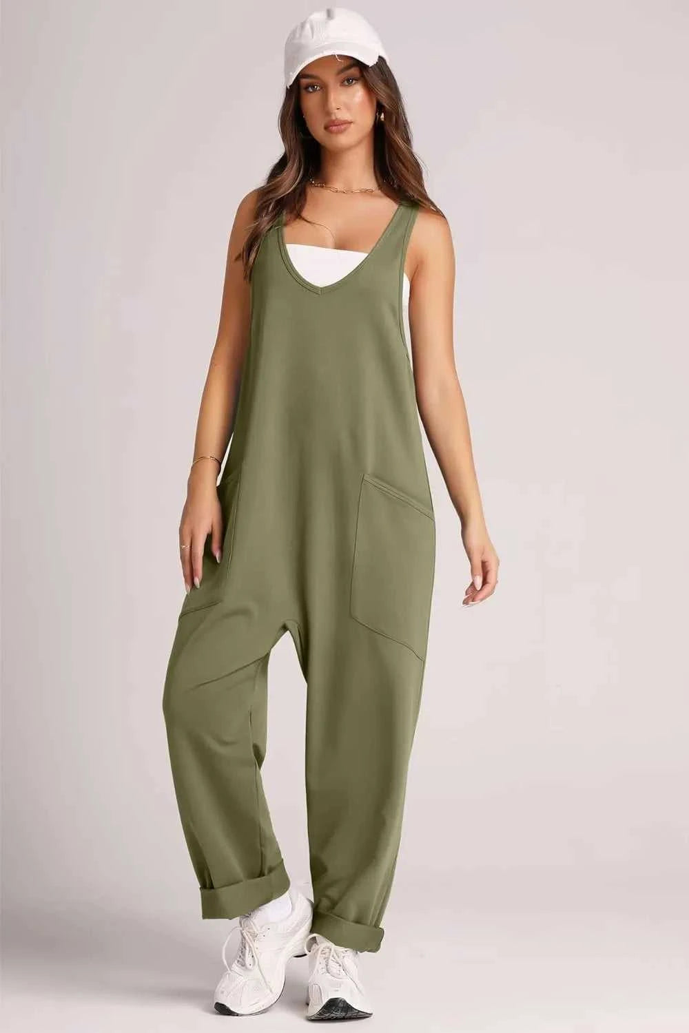 Lovelet Wide Strap Jumpsuit with Pockets 100100197263170 33 Jerry's Apparel 