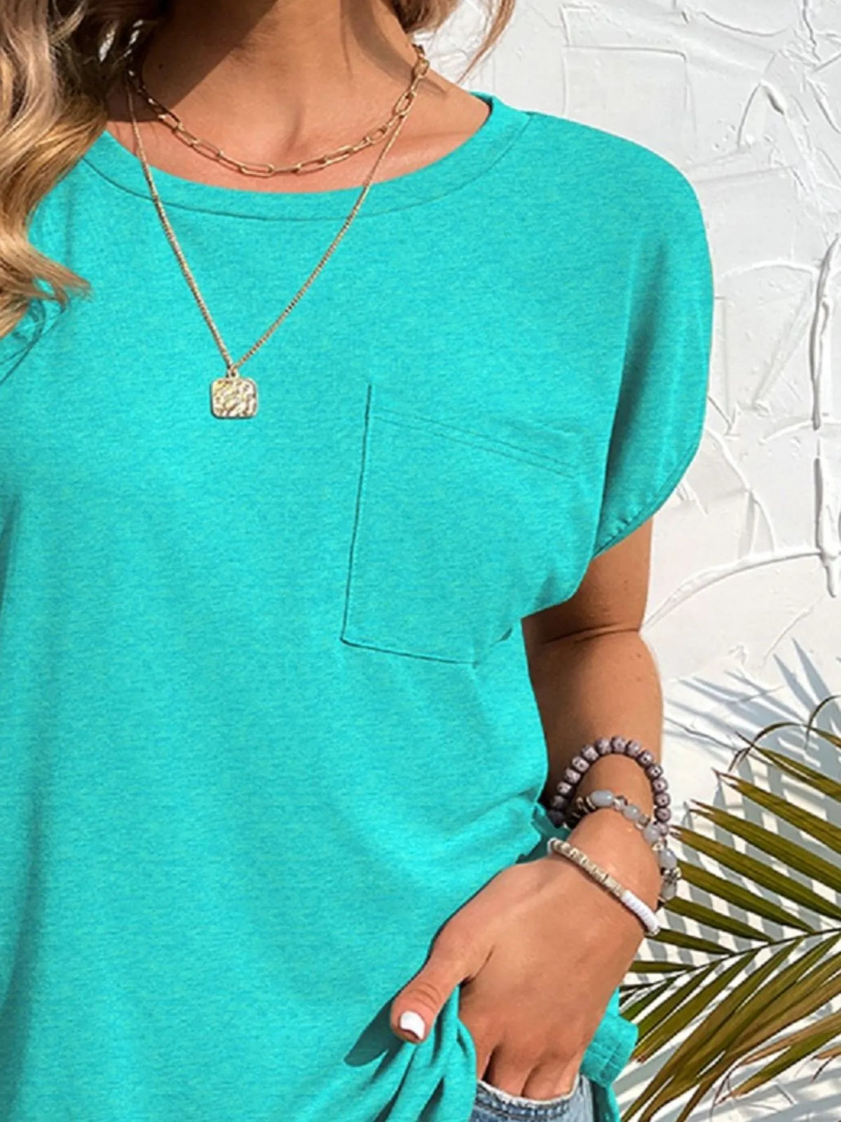 Side Slit Round Neck T-Shirt