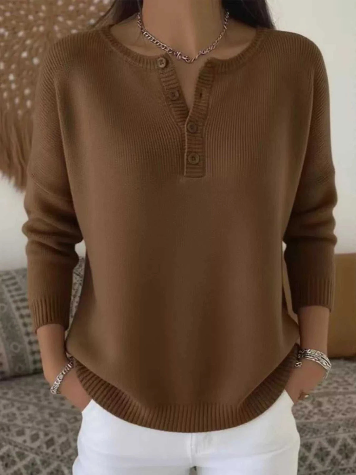 Full Size Button Detail Ribbed Knit Sweater Plus Size 101002670743081 41 Affordable Fashion Under $100 Jerry's Apparel 