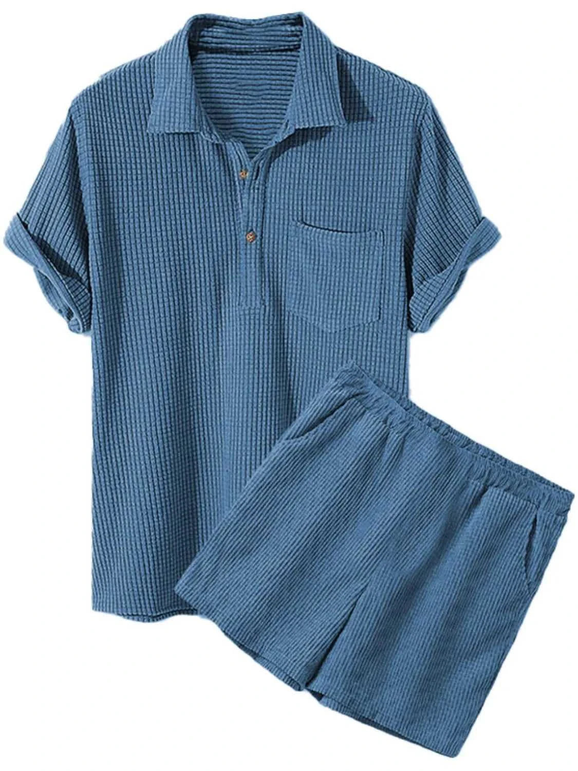 Men's Full Size Button Detail Short Sleeve Top and Shorts Set Plus Size 100400135829781 40 Affordable Fashion Under $100 Jerry's Apparel 