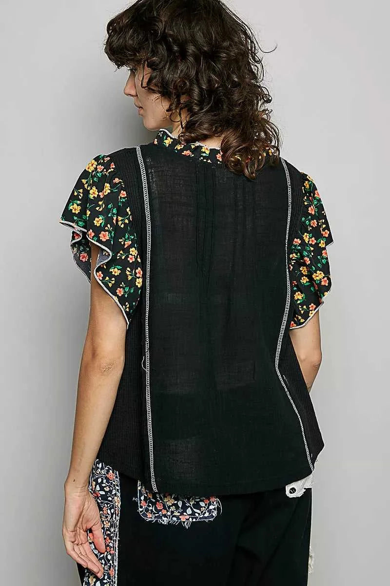 POL V-Neck Floral Ruffle Sleeve Blouse 100100425521064 62 Affordable Fashion Under $100 Jerry's Apparel 