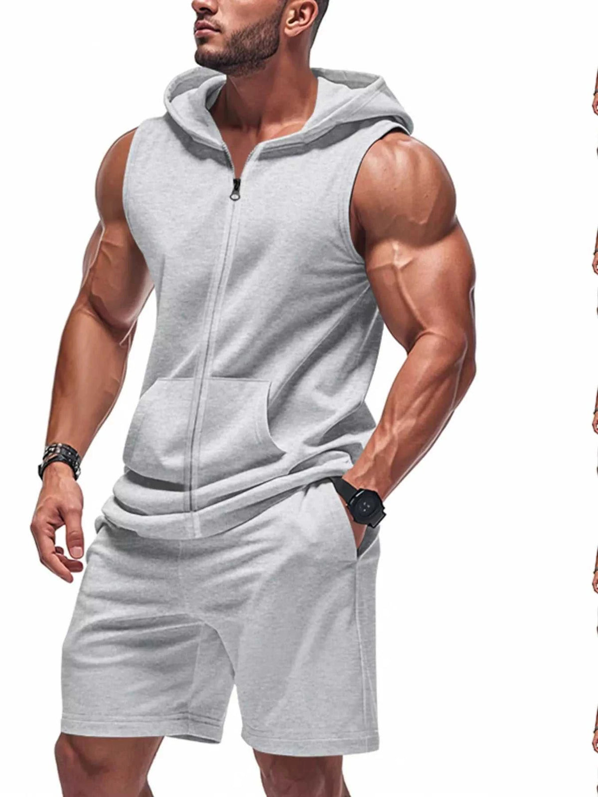 Men's Full Size Zip Up Sleeveless Hoodie & Shorts Set Plus Size 100400468664243 39 Affordable Fashion Under $100 Jerry's Apparel 
