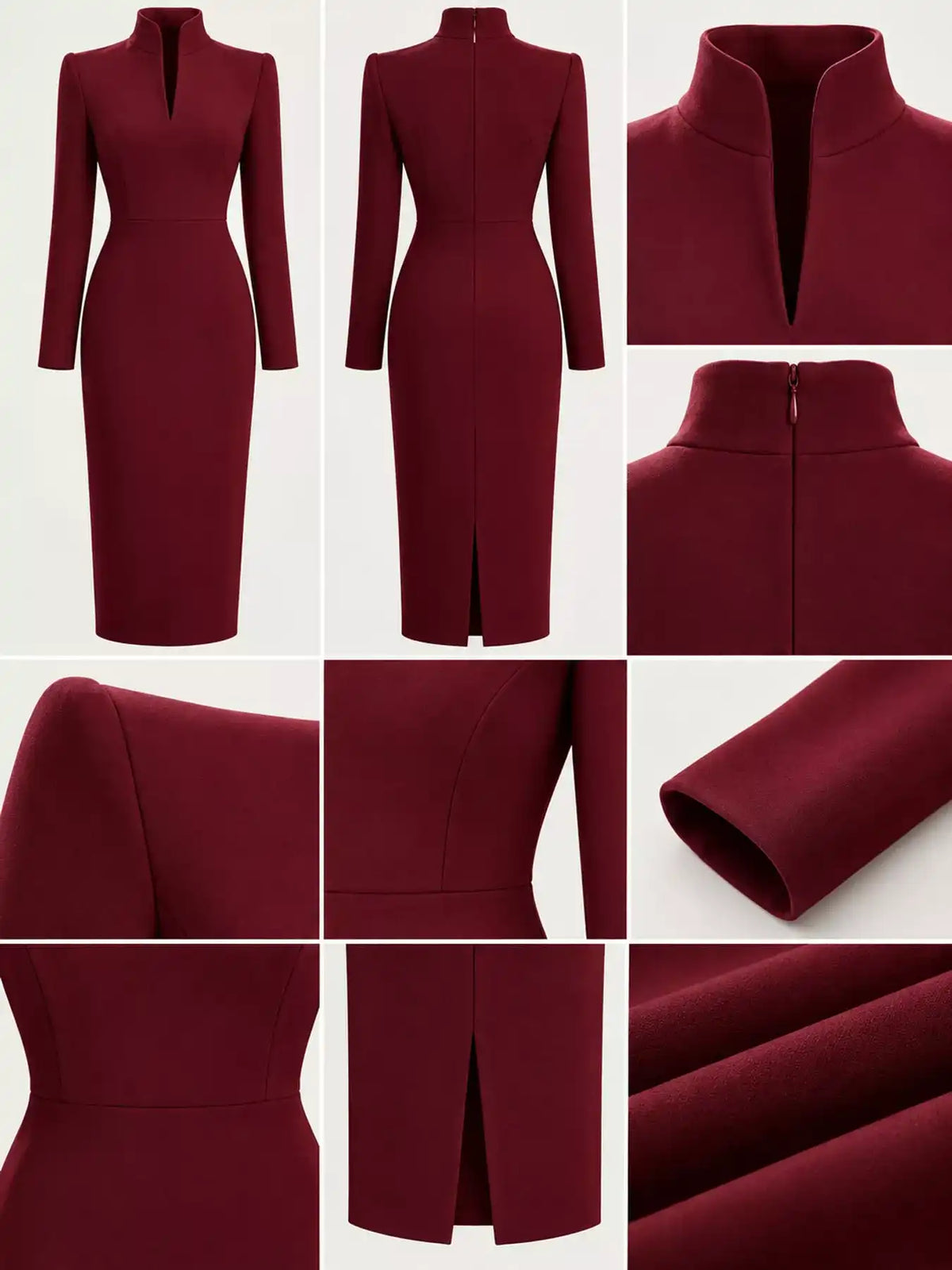 Full Size Stand-Collar Long-Sleeve Midi Dress Plus Size 101001432460062 48 Affordable Fashion Under $100 Jerry's Apparel 