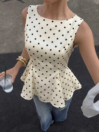 Polka Dot Sleeveless Peplum Blouse 100100915995653 30 Affordable Fashion Under $100 Jerry's Apparel 