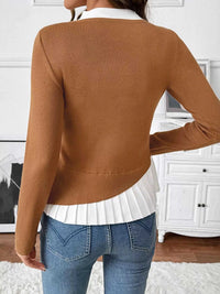Decor Button Contrast Hem Knit Top 100100315297138 47 Affordable Fashion Under $100 Jerry's Apparel 