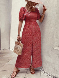 Printed Square Neck Puff Sleeve Jumpsuit 100100619721006 31 Affordable Fashion Under $100 Jerry's Apparel 