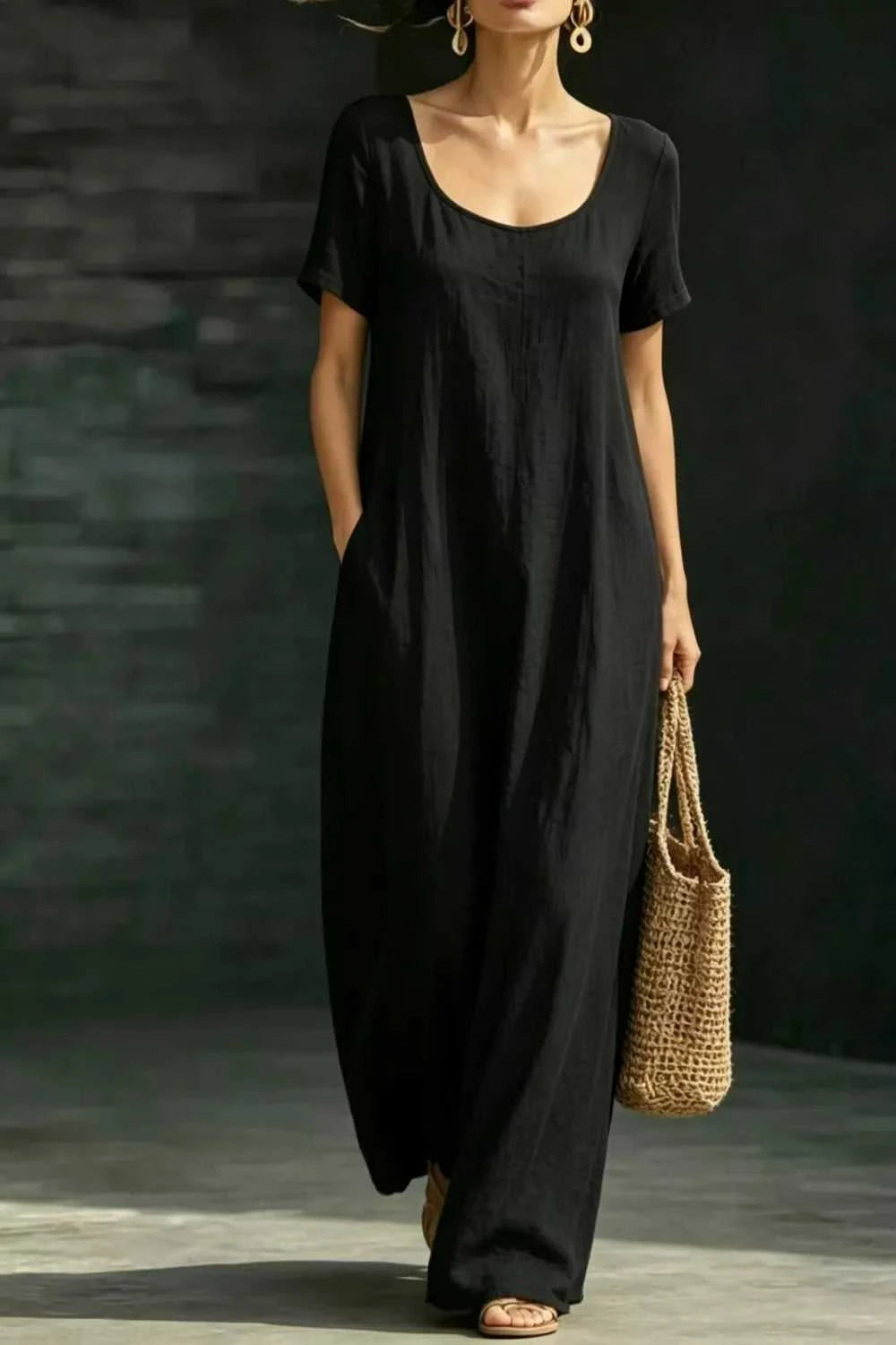 Full Size Casual Loose Short Sleeve Maxi Dress Plus Size 100100328741968 27 Gifts for Her Jerry's Apparel 
