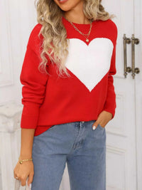 Valentine's Day Heart Round Neck Dropped Shoulder Sweater 100100320895258 49 Affordable Fashion Under $100 Jerry's Apparel 