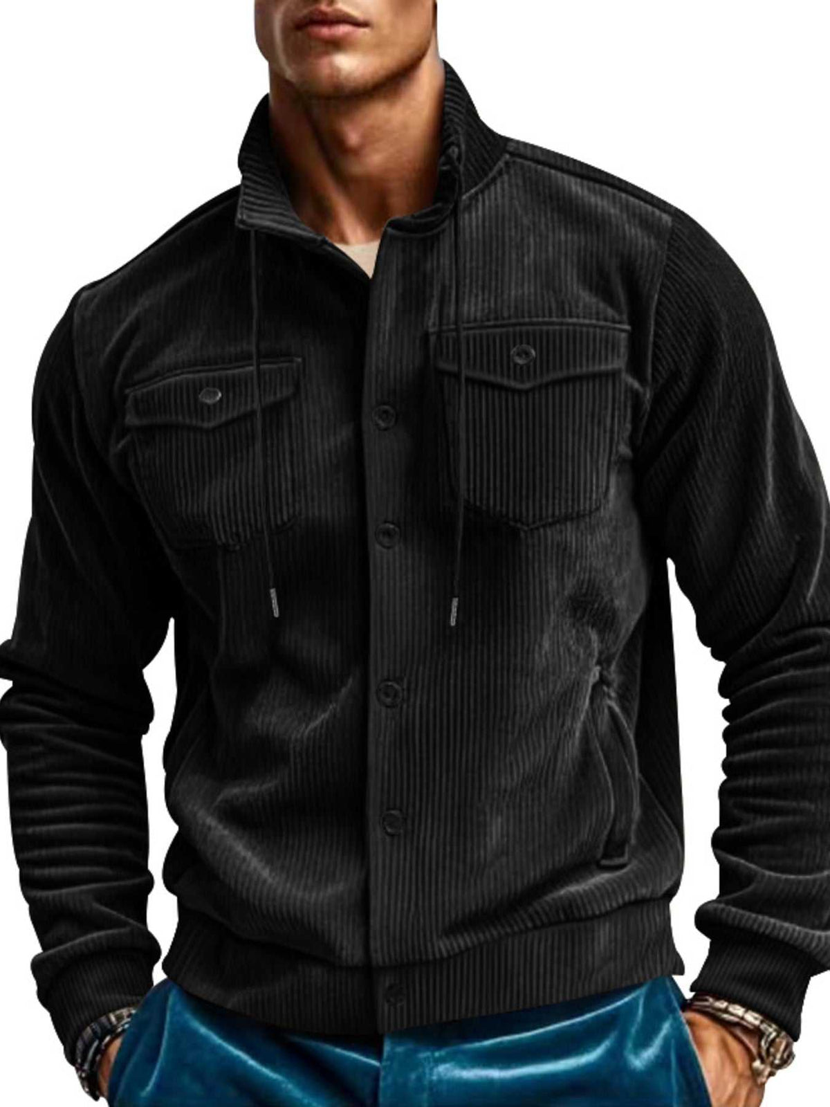 Men's Full Size Corduroy Button Up Casual Jacket Plus Size 100400073083215 54 Affordable Fashion Under $100 Jerry's Apparel 