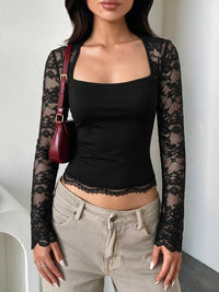 Lace Sleeve Square Neck Top 100100211394789 35 Affordable Fashion Under $100 Jerry's Apparel 