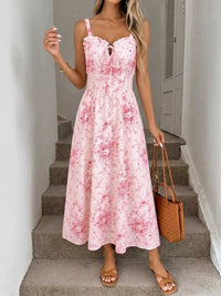 Floral Print Frill Trim Cami Dress 100100490304212 34 Women's Midi Dress Affordable Fashion Under $100 Jerry's Apparel 