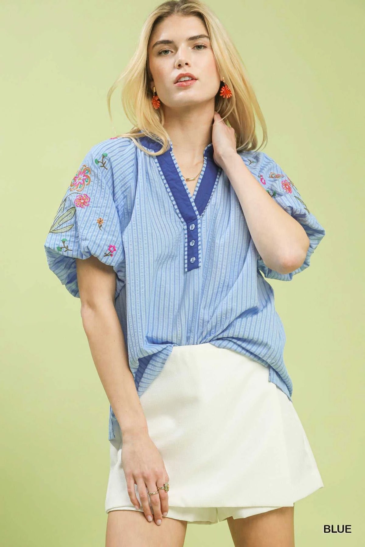 Umgee Embroidered Stripe Top 100100087431055 55 Affordable Fashion Under $100 Jerry's Apparel 