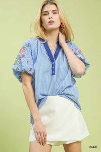 Umgee Embroidered Stripe Top 100100087431055 55 Affordable Fashion Under $100 Jerry's Apparel 