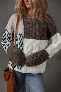 Color Block Cable Knit Sweater 100100801151300 51 Affordable Fashion Under $100 Jerry's Apparel 