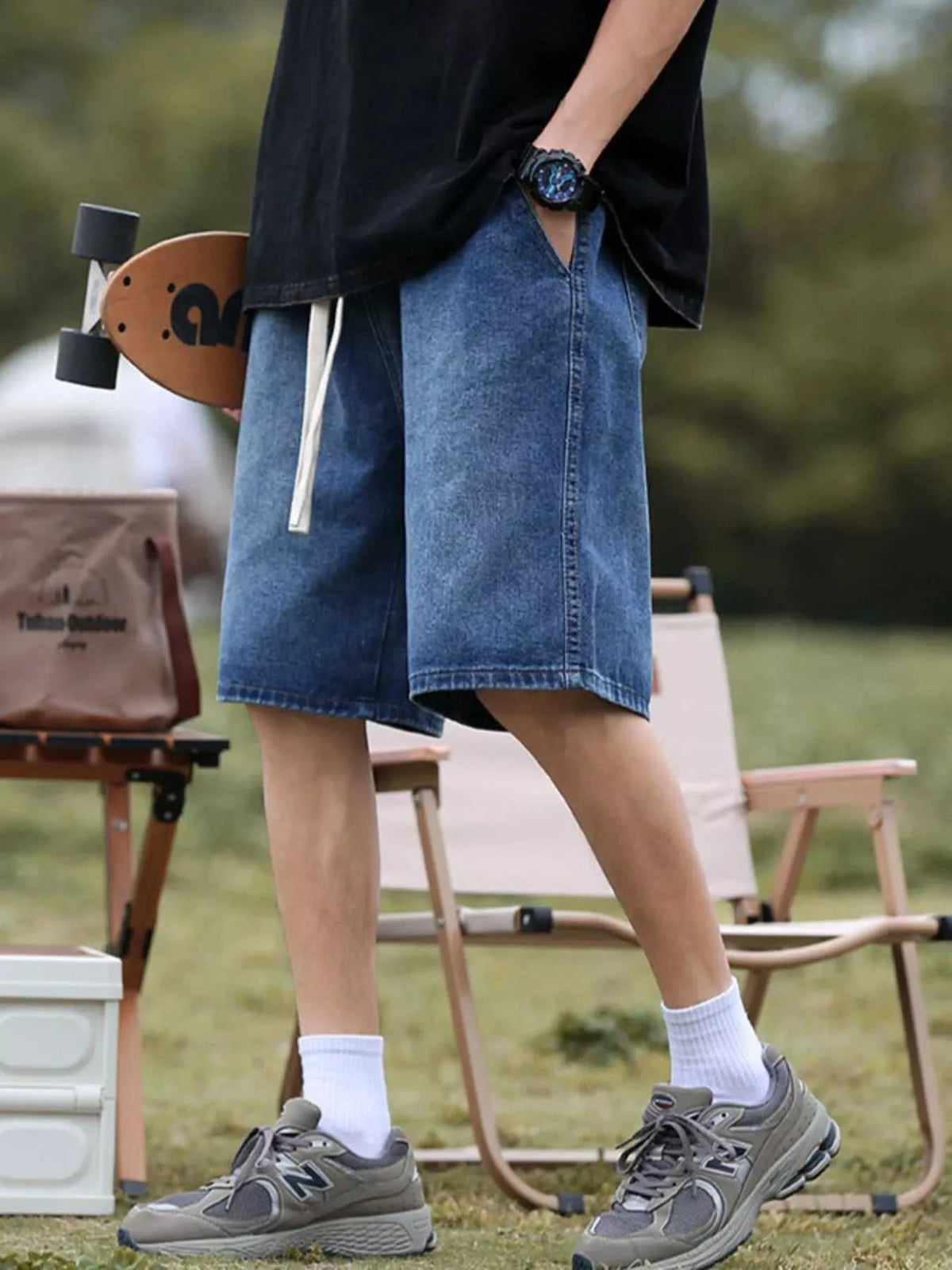 Men's Plus Size Loose Fit Denim Shorts with Drawstring 100400778122247 31 Affordable Fashion Under $100 Jerry's Apparel 