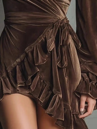 Velvet Surplice Flounce Sleeve Dress 101001767027931 45 Affordable Fashion Under $100 Jerry's Apparel 