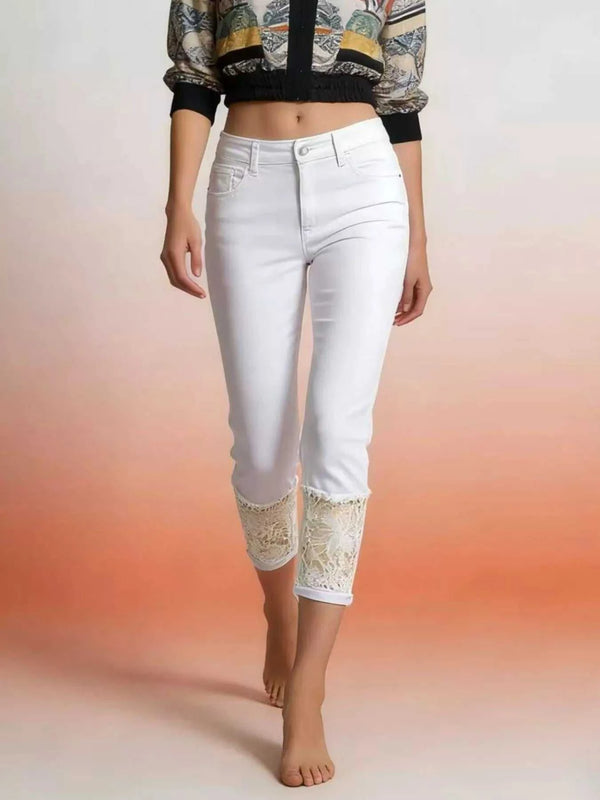 Full Size Lace Trimmed Capri Jeans Plus Size 100100537576403 32 Affordable Fashion Under $100 Jerry's Apparel 
