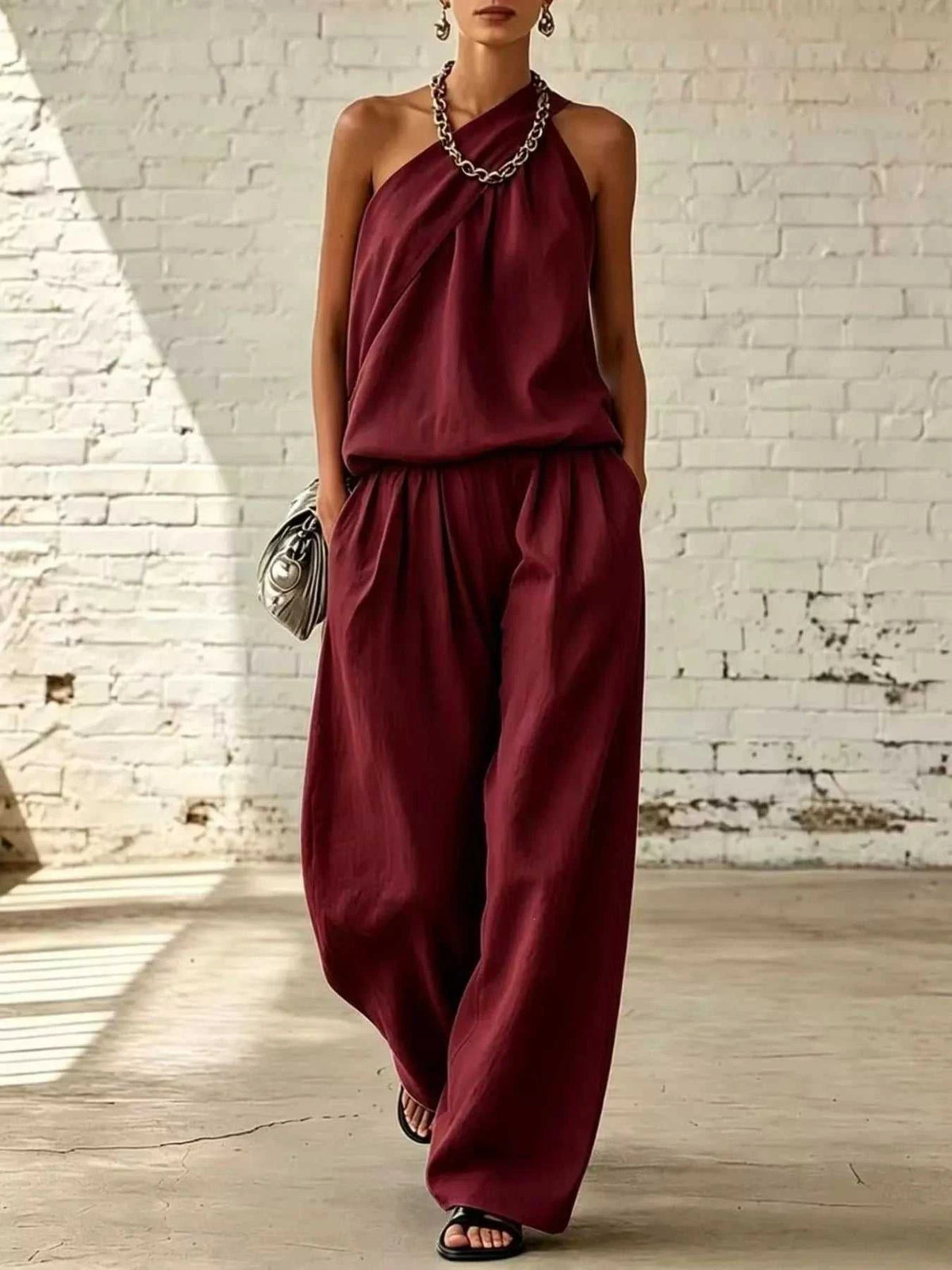 Full Size Sleeveless Top and Wide-Leg Pants Set Plus Size 101001393888731 42 Affordable Fashion Under $100 Jerry's Apparel 