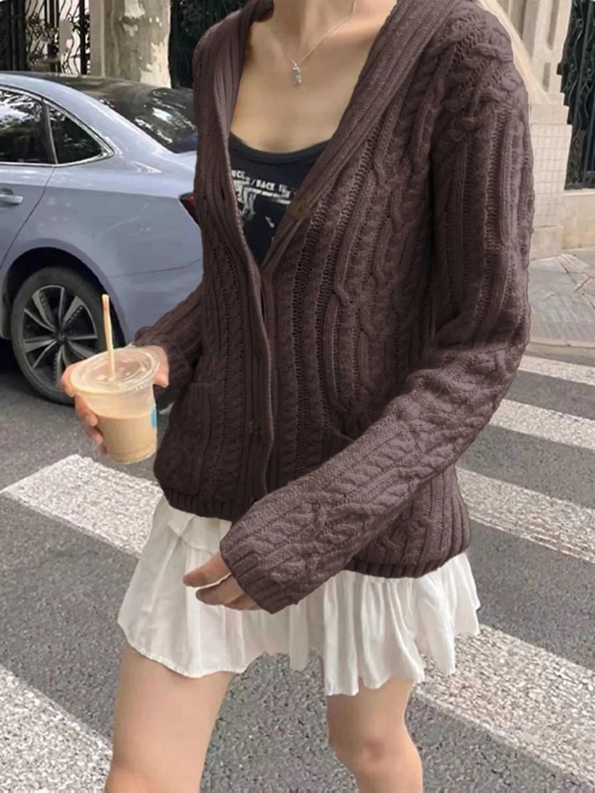 Cable Knit Button Up Cardigan 100100237685372 73 Affordable Fashion Under $100 Jerry's Apparel 