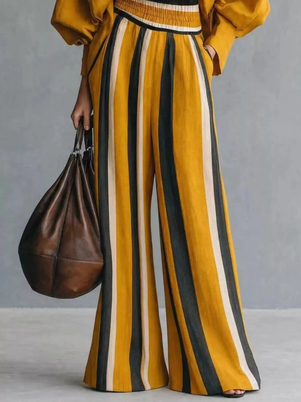 Full Size Mock Neck Top and Striped Wide-Leg Pants Set Plus Size 101001535665890 65 Gifts for Her Jerry's Apparel 