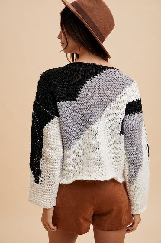 Annie Wear Color Block Drop Shoulder Sweater