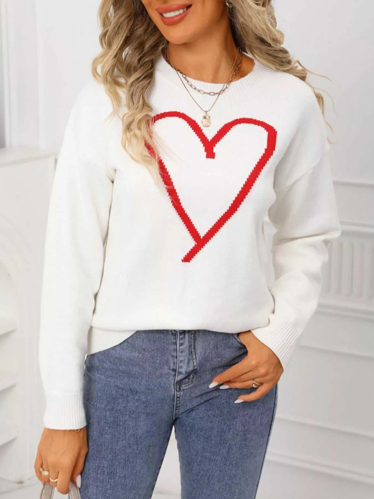 Valentine's Day Heart Graphic Dropped Shoulder Sweater 100100820549712 49 Affordable Fashion Under $100 Jerry's Apparel 