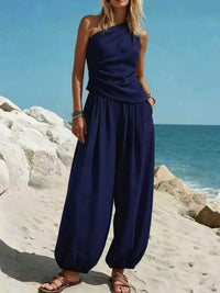 Full Size One-Shoulder Top and Wide Leg Pants Set Plus Size 100100433821316 36 Affordable Fashion Under $100 Jerry's Apparel 
