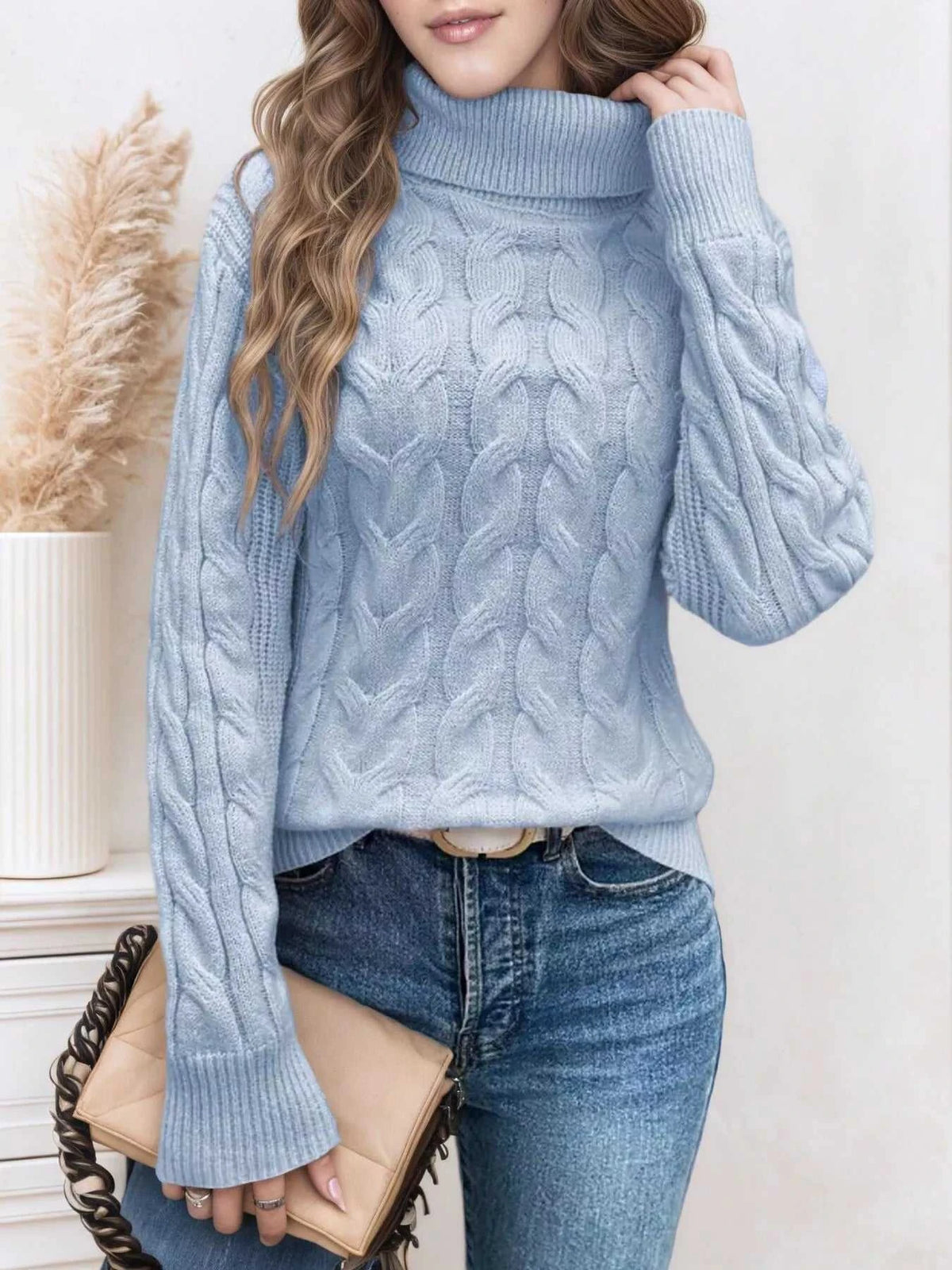 Cable Knit Turtleneck Long Sleeve Sweater 100100174532282 38 Affordable Fashion Under $100 Jerry's Apparel 