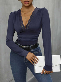 Perfee Lace Detail Plunge Long Sleeve Bodysuit 100100229596543 27 Affordable Fashion Under $100 Jerry's Apparel 