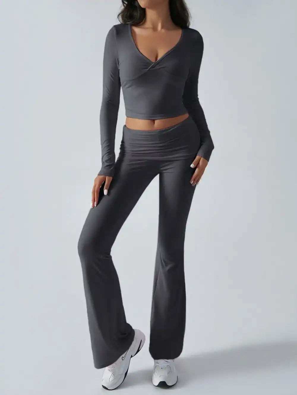 Devine Ruched Long Sleeve Top and Pants Set 100100100351065 35 Affordable Fashion Under $100 Jerry's Apparel 