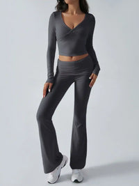 Devine Ruched Long Sleeve Top and Pants Set 100100100351065 35 Affordable Fashion Under $100 Jerry's Apparel 