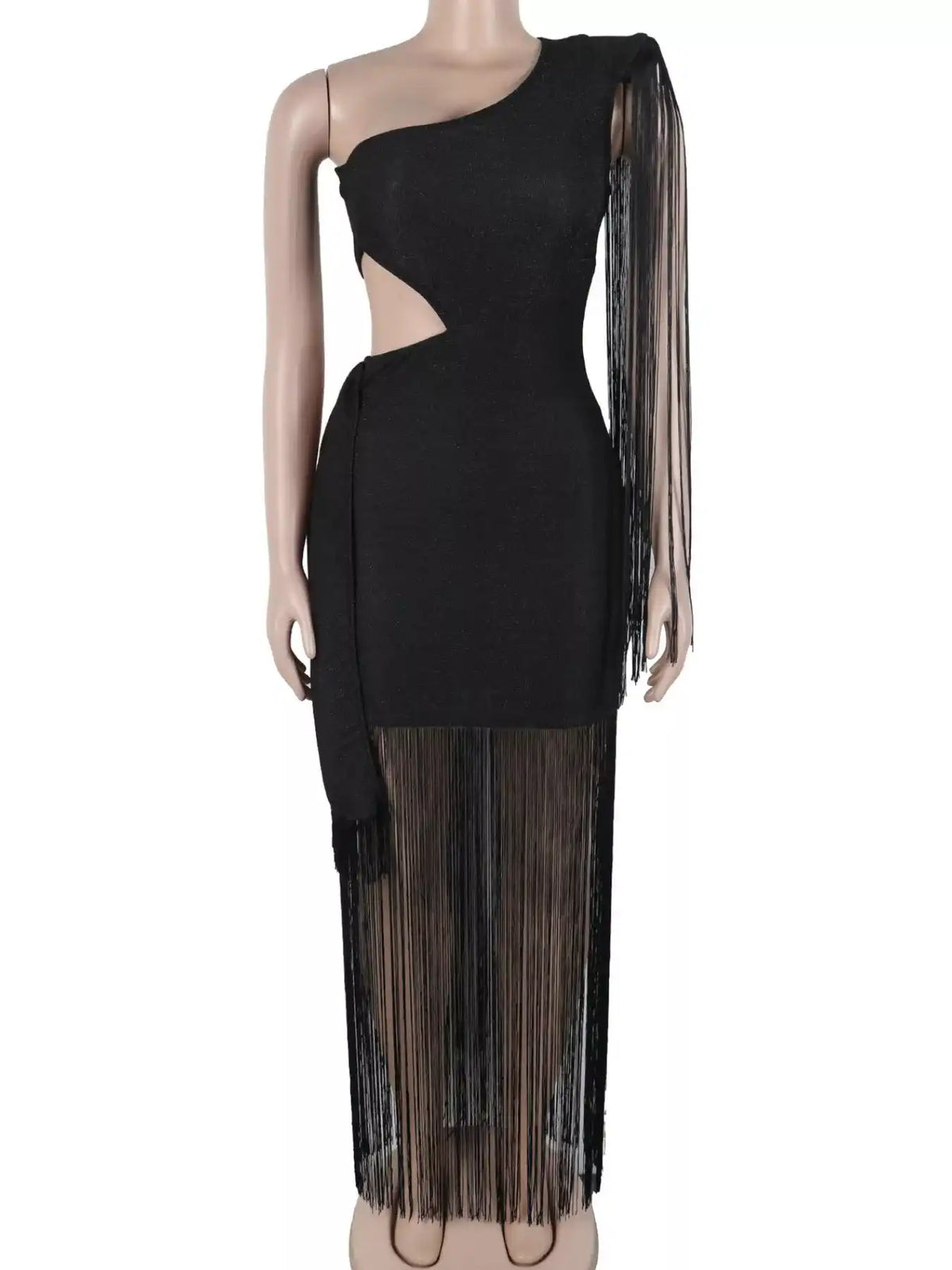 One-Shoulder Cutout Fringe Bodycon Party Dress 101001164315621 71 Affordable Fashion Under $100 Jerry's Apparel 