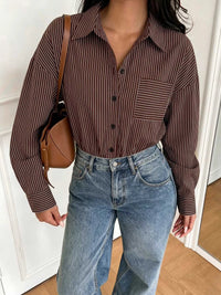 Striped Button-Up Bodysuit 100100357663685 34 Affordable Fashion Under $100 Jerry's Apparel 