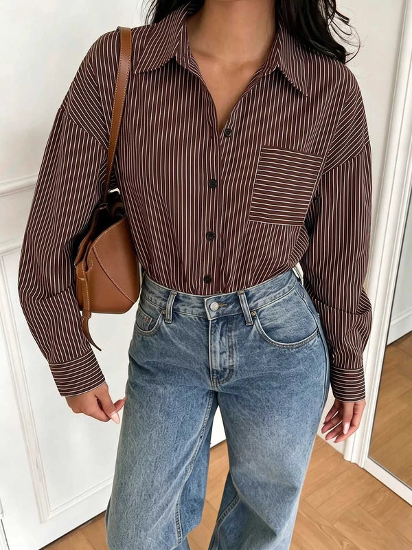 Striped Button-Up Bodysuit 100100357663685 34 Affordable Fashion Under $100 Jerry's Apparel 