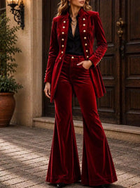 Velvet Double-Breasted Blazer and Flare Pants Set 101001710079074 99 Affordable Fashion Under $100 Jerry's Apparel 