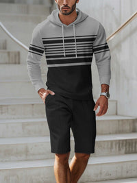 Men's Full Size Striped Hoodie & Shorts Casual Set Plus Size 100400695113580 41 Affordable Fashion Under $100 Jerry's Apparel 