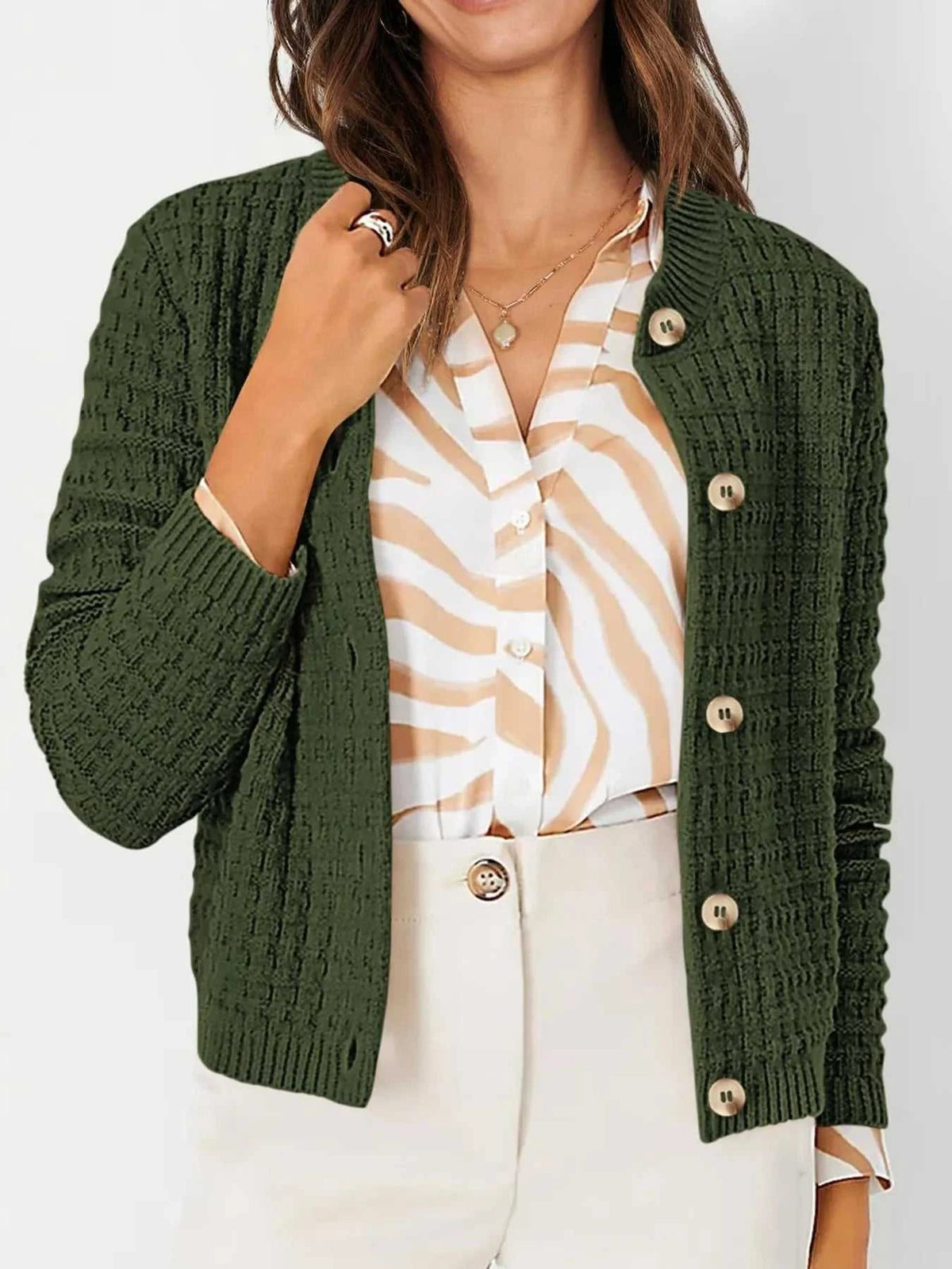 Textured Knit Button-Front Cardigan 100100626365347 44 Affordable Fashion Under $100 Jerry's Apparel 
