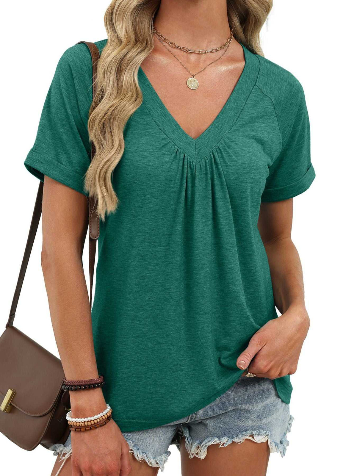 Casual V-Neck Short Sleeve T-Shirt 100100731554922 25 Affordable Fashion Under $100 Jerry's Apparel 