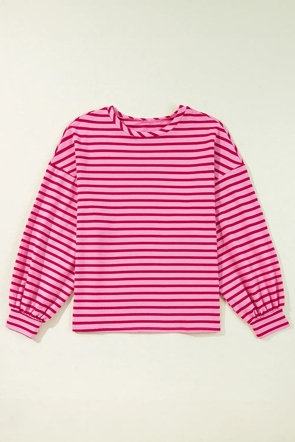 Striped Round Neck Long Sleeve Sweatshirt