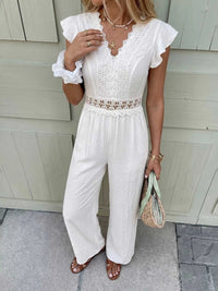 Lace Trim Wide Leg Jumpsuit 100100601464606 40 Affordable Fashion Under $100 Jerry's Apparel 
