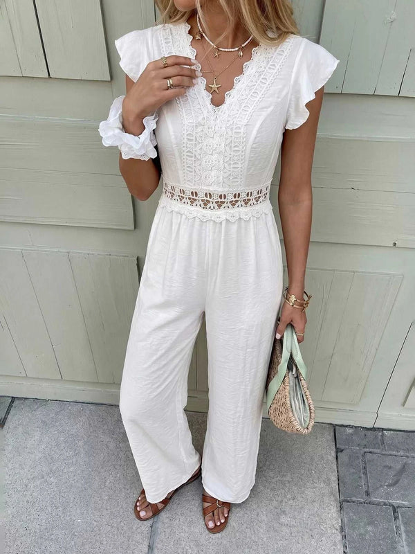 Lace Trim Wide Leg Jumpsuit 100100601464606 40 Affordable Fashion Under $100 Jerry's Apparel 