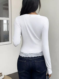 Slim-Fit Long Sleeve T-Shirt with Lace Hem 101001960296809 46 Affordable Fashion Under $100 Jerry's Apparel 