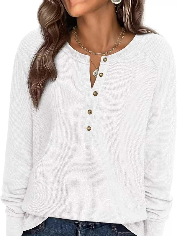 Waffle Knit Henley Long Sleeve T-Shirt 101001290624131 47 Affordable Fashion Under $100 Jerry's Apparel 