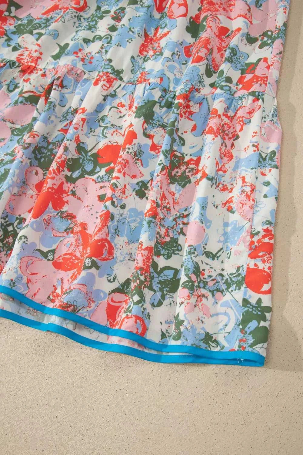 Floral Print V Neck Contrast Trim Flutter Sleeve Long Dress 100100057269818 71 Affordable Fashion Under $100 Jerry's Apparel 