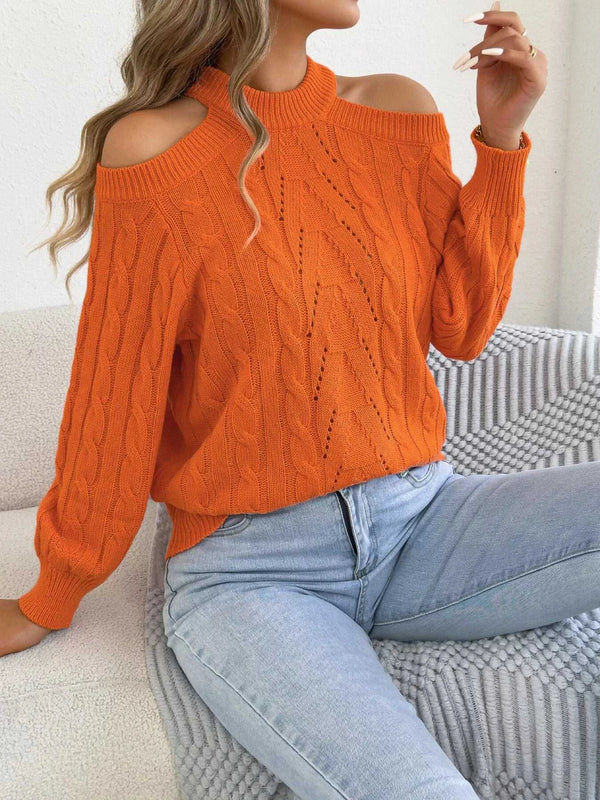 Cold Shoulder Cable Knit Sweater 101002208238460 36 Affordable Fashion Under $100 Jerry's Apparel 