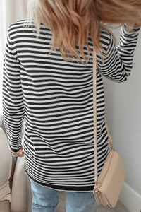 Striped Long Sleeve Open Front Cardigan